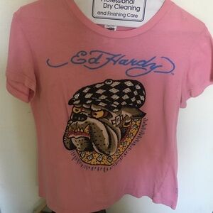 COPY - Pink Ed Hardy bulldog shirt